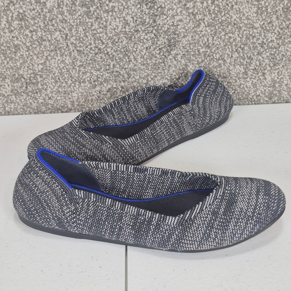 Rothys The Flat Round Toe Womens 7 Gray Heathered Knit Ballet Flats